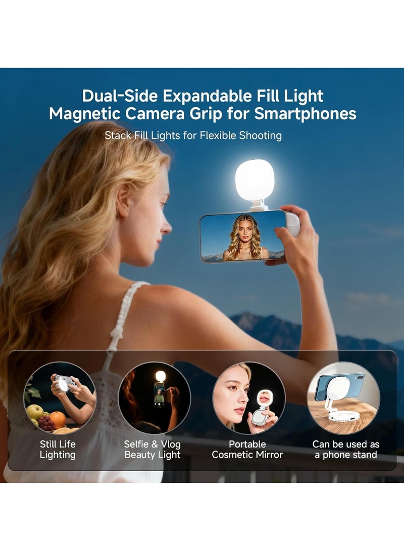  أورا سيليكت ضوء سيلفي مغناطيسي ومقبض كاميرا الهاتف مع مصراع لاسلكي قابل للفصل، مقبض Fun Shot مريح للاستخدام مع أجهزة iPhone و Android، يدعم الكاميرا الأصلية، حامل ثلاثي القوائم، مجموعة أدوات إنشاء محتوى محمولة - Image 2